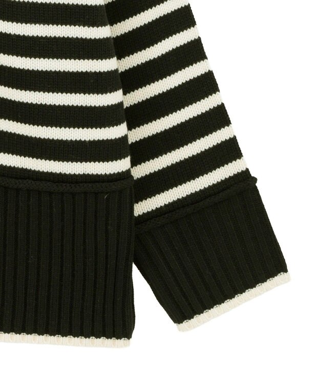 earth music&ecology 【毛玉防止 / 洗濯機洗い可】アンチピリングモックネックバックスリットニット Border Navy