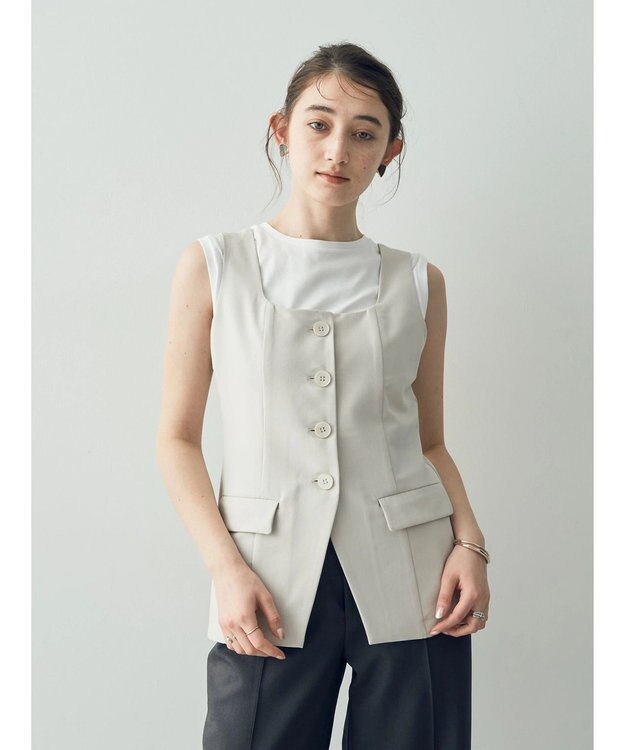 YECCA VECCA リネンライクビスチェベスト Light Beige