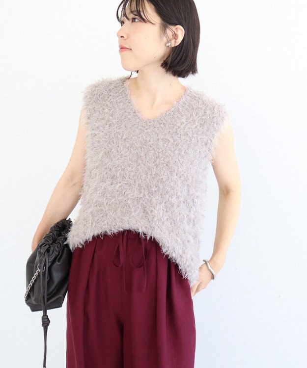 Green Parks フェザーヤーンニットベスト Light Gray