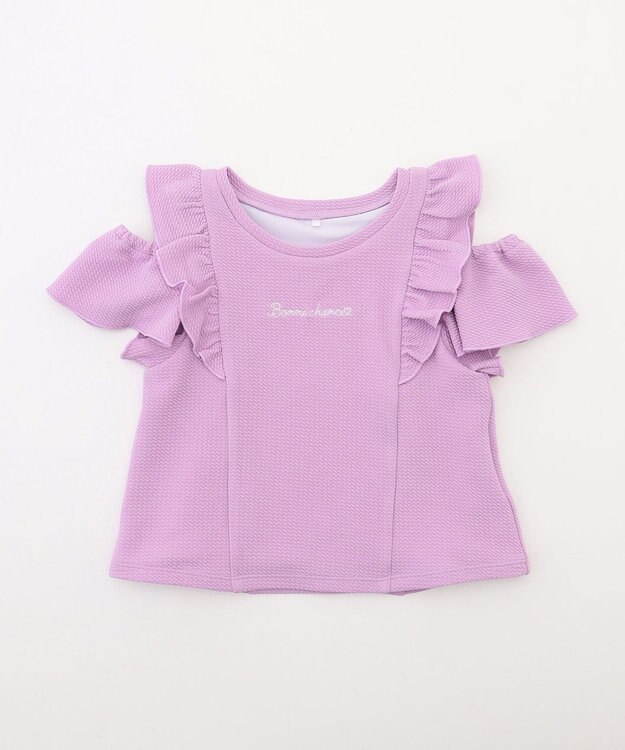 ANY KIDS 【UVカット】2WAYショルダーセパレート水着 ラベンダー×ラベンダーチェック