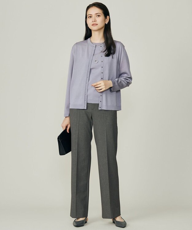 自由区 L 【アンサンブル対応】アセテートコットン カーディガン モーヴ