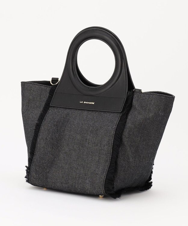 LA BAGAGERIE フリンジデニムバッグ Sサイズ ブラック