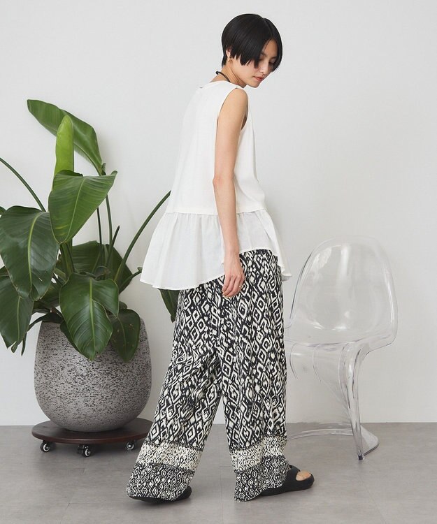 AMERICAN HOLIC 異素材裾フレアノースリーブプルオーバー Off White