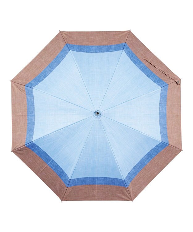 MOONBAT 断熱パラソル 二階建て 晴雨兼用 テクスチャー3ボーダー 日傘 遮熱 遮光 UV ペールスカイ