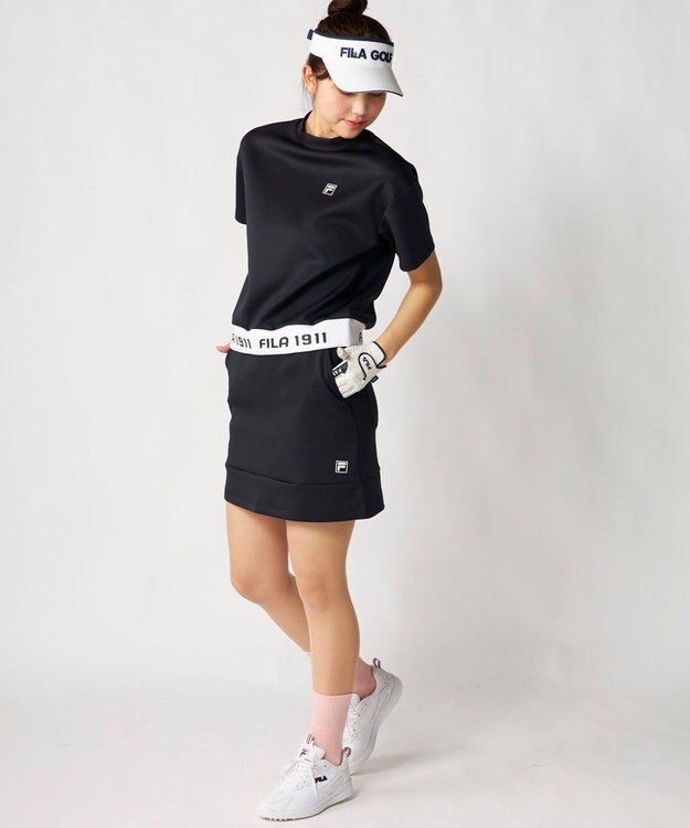 FILA GOLF／marie claire 【FILA GOLF】 ダンボールニットモックシャツ ブラック