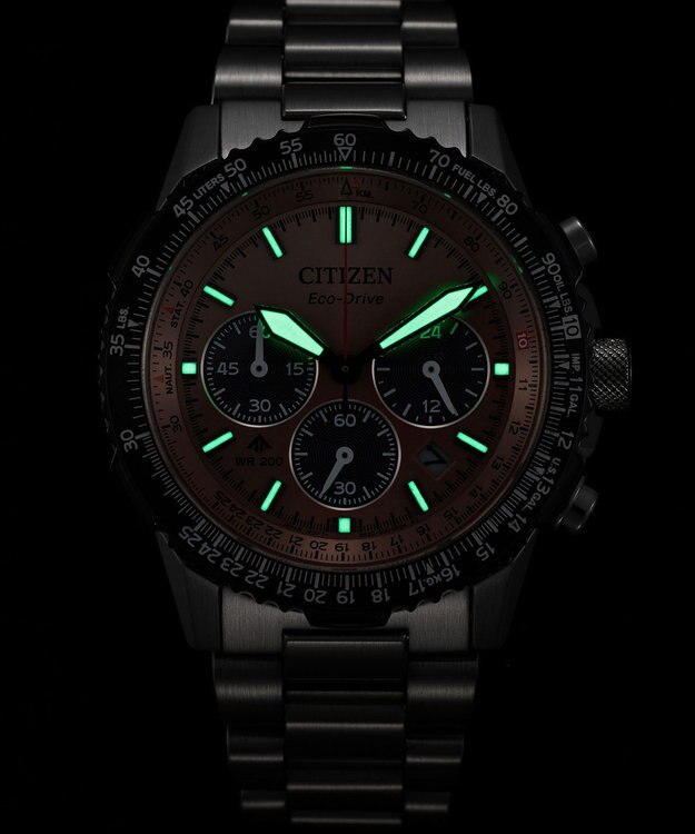 CITIZEN 【40mmケース クロノグラフ】電池交換不要 航空計算尺機能搭載モデル CA4664-60X シルバー