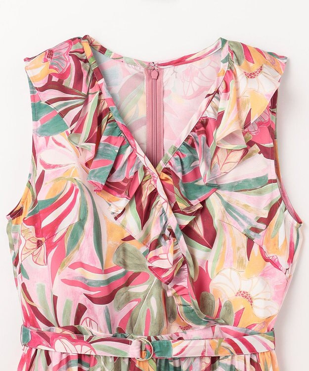 GRACE CONTINENTAL リーフプリントワンピース ピンク