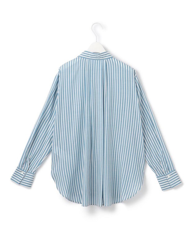 ICB 【接触冷感・洗える】 キュプラローンストライプ シャツ サックスブルーストライプ系