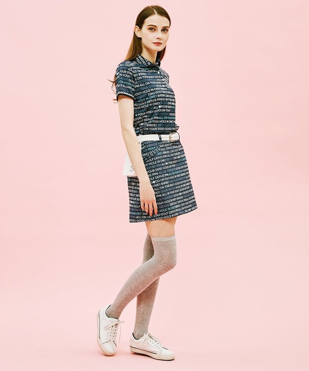 23区GOLF 【WOMEN】【吸水速乾/UVケア】ロゴプリント カノコ 半そで ポロシャツ ネイビー系5