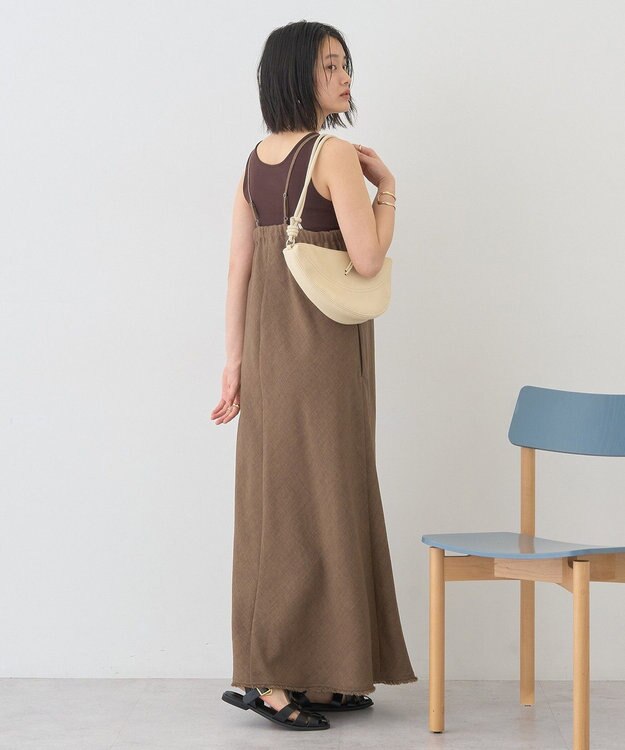 AMERICAN HOLIC リネンライクフリンジキャミワンピース Brown