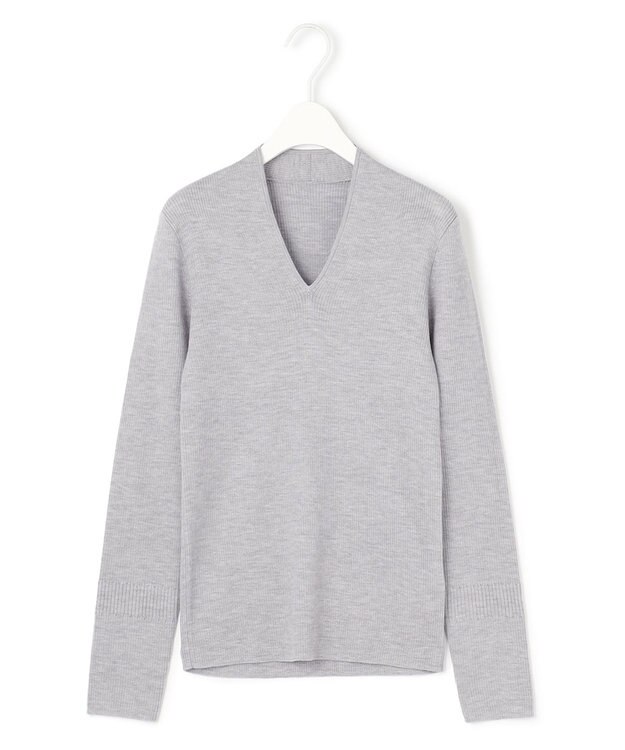 ICB 【洗える】エクストラファインメリノ Vネックプルオーバー ライトグレー系
