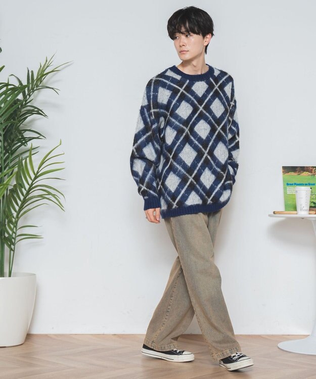 WEGO モヘアライク総柄BIGプルオーバー 柄2