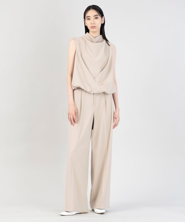 23区 L 【エステータ】コットンダブルクロス ノースリーブブラウス グレージュ系