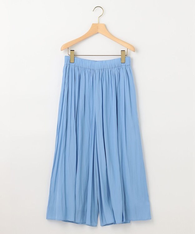 組曲 【新色追加・ウエスト調整可】ギャザーライトデシン パンツ サックスブルー系