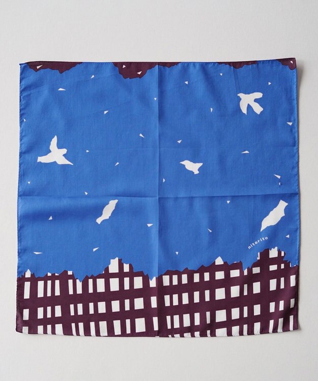 nitorito 【UNISEX】ギフトパッケージ&ステッカー付 forest ハンカチ スカーフ blue x brown