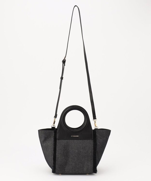 LA BAGAGERIE フリンジデニムバッグ Sサイズ ブラック