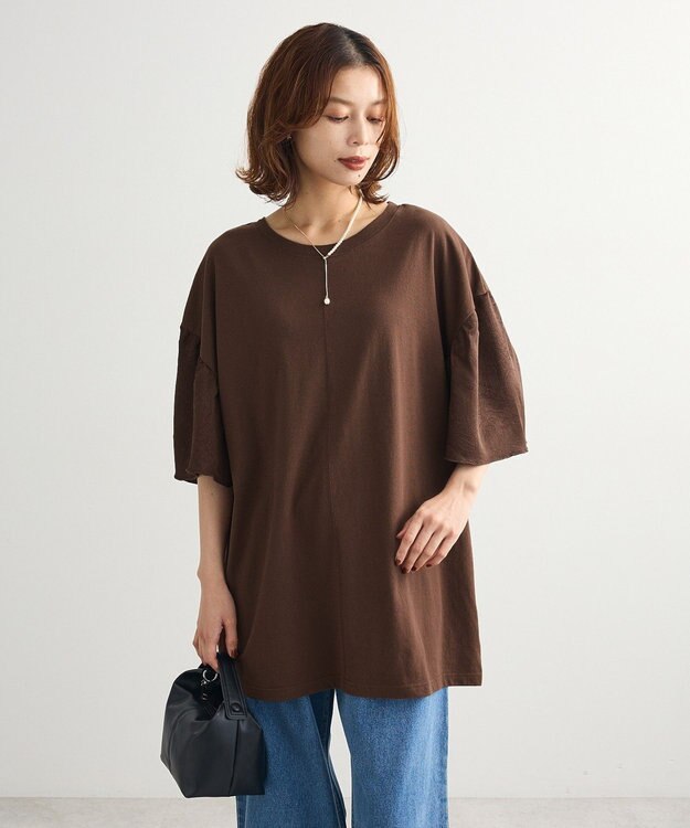 Green Parks 袖サテンドッキングチュニック Brown