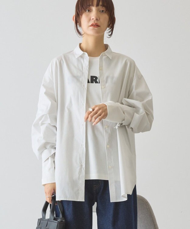 AMERICAN HOLIC 【イージーケア】バックギャザーリボンシャツ White