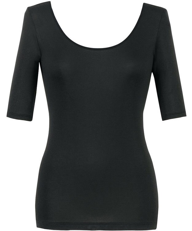 Wing インナー 【綿の贅沢オーガニック】 オーガニックコットン混素材 さらっと薄くて軽い ５分袖 EL1556 ウイング／ワコール ブラック