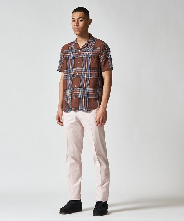 J.PRESS MEN フレンチリネンビッグチェックシャツ ブラウン系3