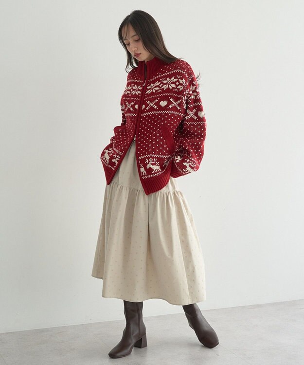 earth music&ecology ウエストシャーリングティアードスカート Ivory