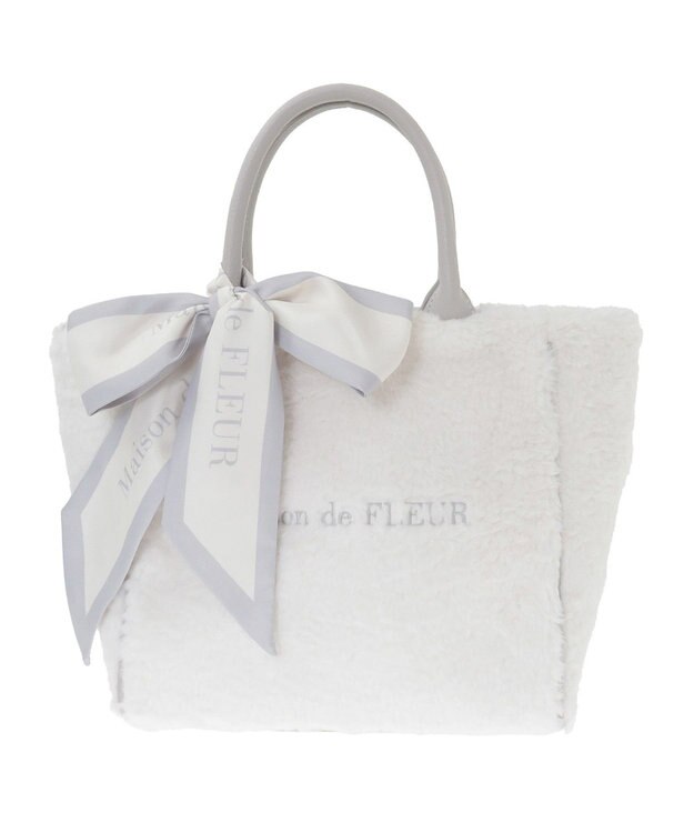 Maison de FLEUR スカーフ付きボア2WayMトートバッグ Light Blue