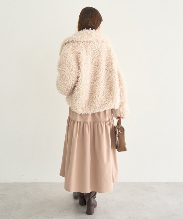 earth music&ecology ウエストシャーリングティアードスカート Beige