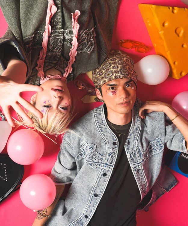 WEGO 【ユニセックス着用ITEM】ベースボールデニムグラフィックシャツ（SS） デニム淡加工色