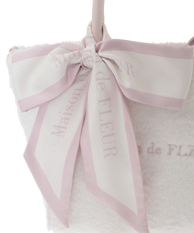 Maison de FLEUR スカーフ付きボア2WayMトートバッグ Pink Beige