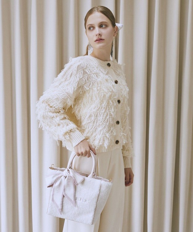 Maison de FLEUR スカーフ付きボア2WayMトートバッグ Pink Beige