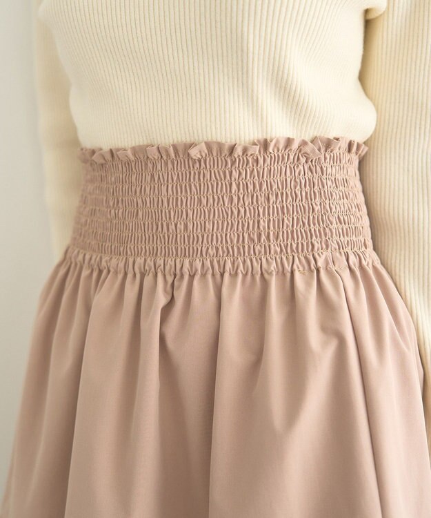 earth music&ecology ウエストシャーリングティアードスカート Beige