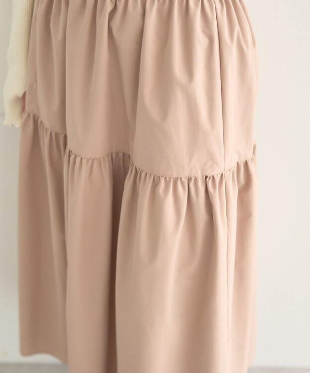 earth music&ecology ウエストシャーリングティアードスカート Beige