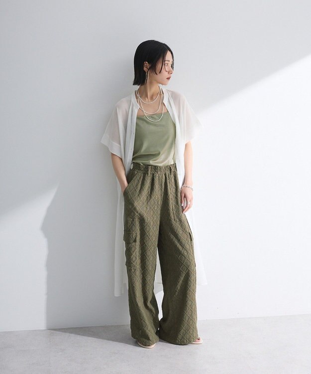 Green Parks 半袖シアーシャツワンピース Off White