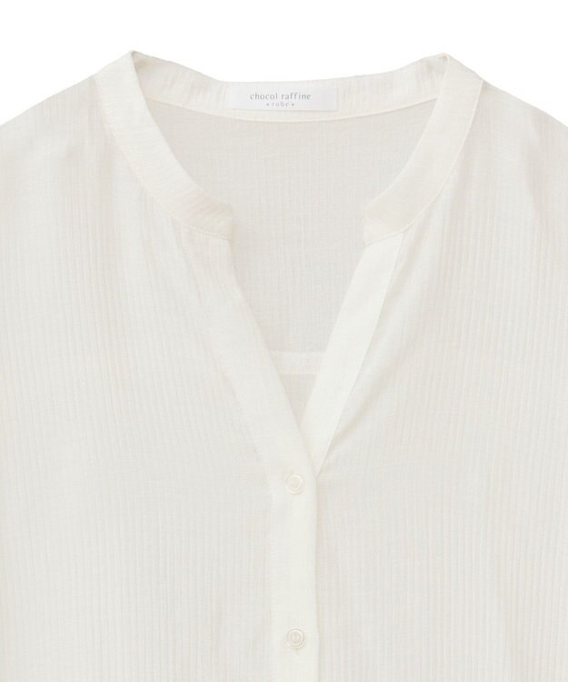 Green Parks 半袖シアーシャツワンピース Off White