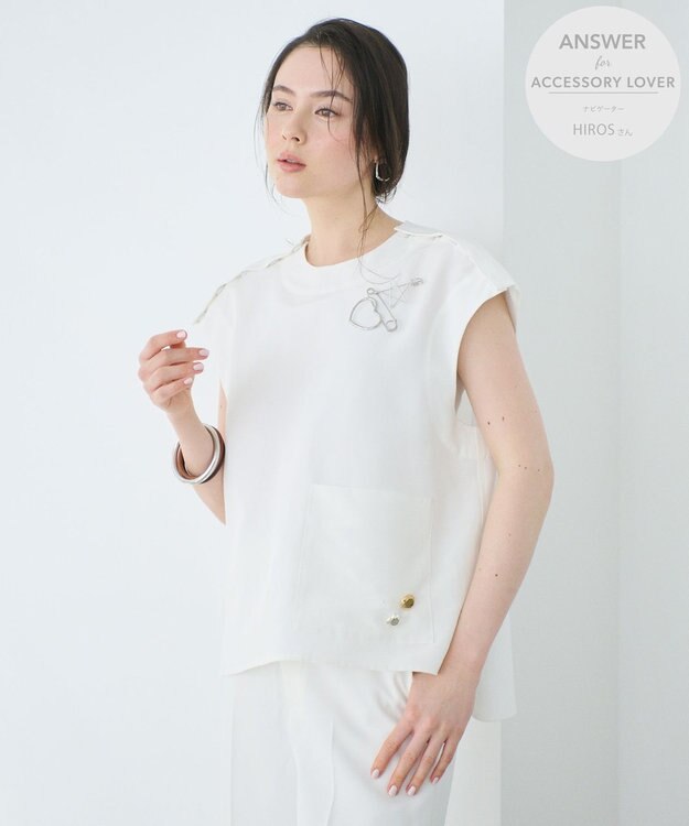 #Newans 【ANSWER for アクセサリーLOVER】ビッグポケットベストブラウス ホワイト系