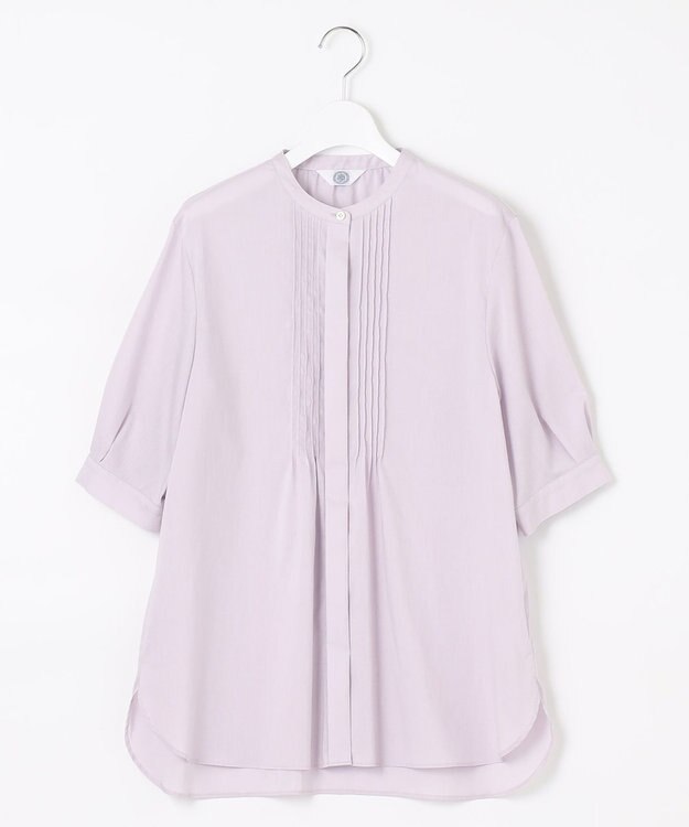 J.PRESS LADIES L 【WEB限定カラーあり・洗える】ラミーポプリン バンドカラー ブラウス ふじ色系