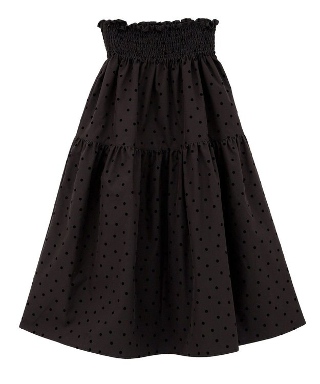 earth music&ecology ウエストシャーリングティアードスカート Black