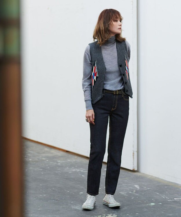 自由区 【WE WANT】365DENIM ストレートスリムデニム パンツ ネイビー系