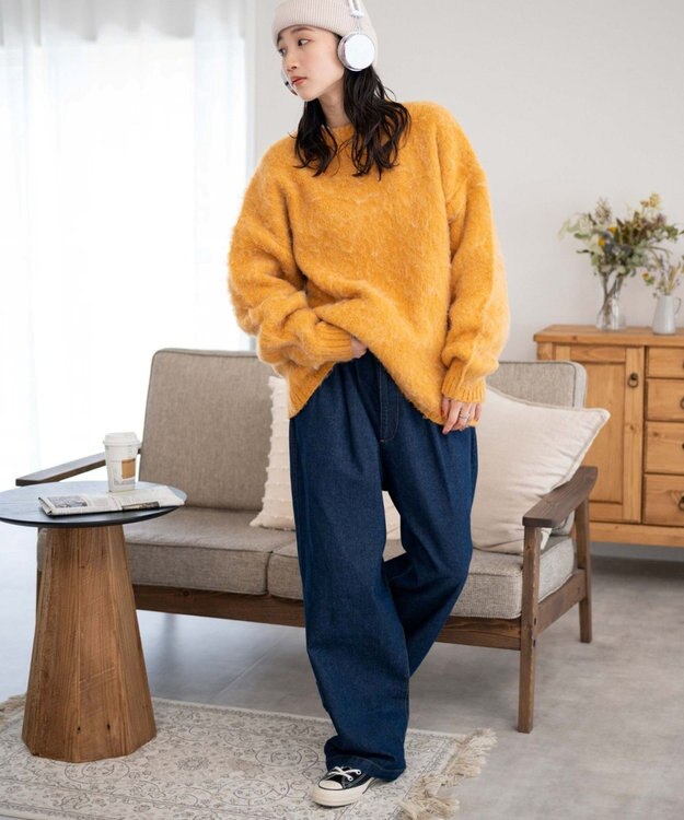 WEGO モヘアライクBIGプルオーバー マスタード