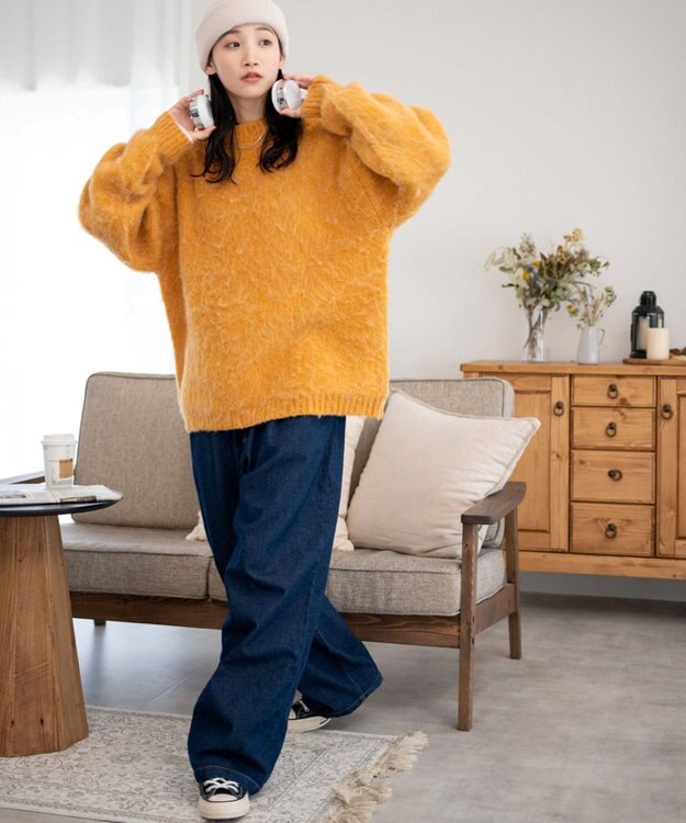 WEGO モヘアライクBIGプルオーバー マスタード