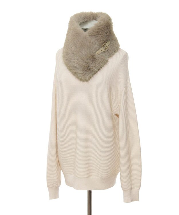 MOONBAT 【WEB限定】FURLA ベルト付きリッチフェイクファーマフラー ベージュ