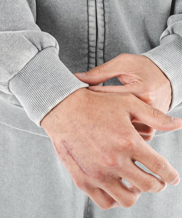 WEGO パウダーブリーチスタッズZIPパーカー グレー