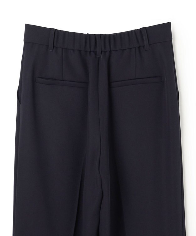 UNFILO 【ウエストゴム】ドライダブルクロス タックテーパードパンツ ネイビー