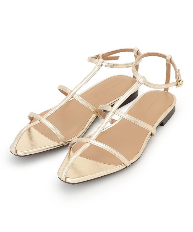 23区 【先行予約】ポインテッド Tストラップ サンダル ゴールド系