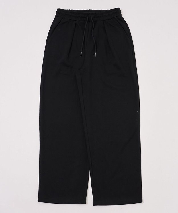 WEGO 【ウエストゴム/MLサイズ展開/ユニセックス着用ITEM】ボンディングワイドスウェットパンツ ブラック