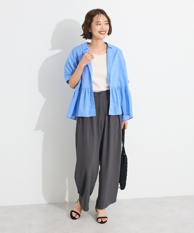 CRAFT STANDARD BOUTIQUE ペプラムブラウス Sax