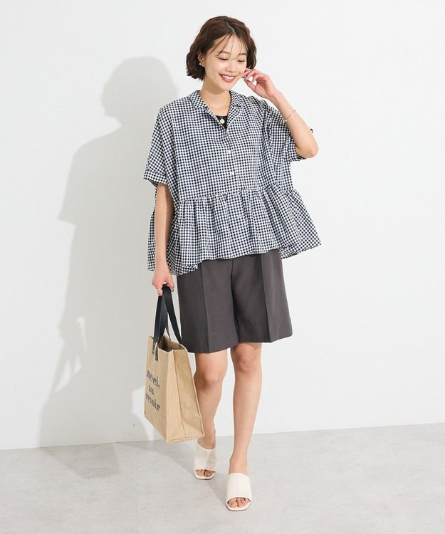 CRAFT STANDARD BOUTIQUE ペプラムブラウス Gingham Check