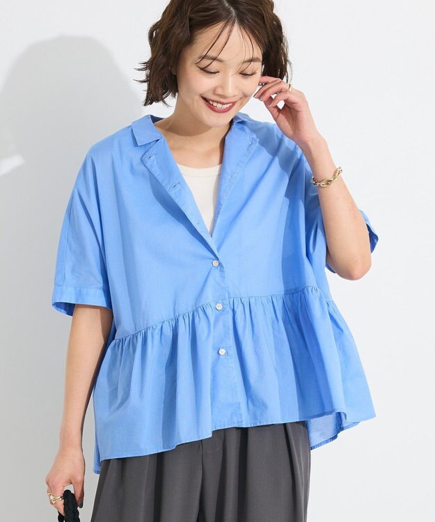 CRAFT STANDARD BOUTIQUE ペプラムブラウス Sax