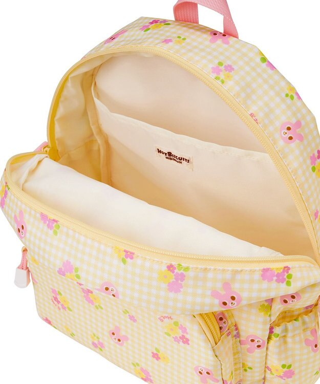 MIKI HOUSE HOT BISCUITS キャビット×お花 総柄リュック Sサイズ 黄
