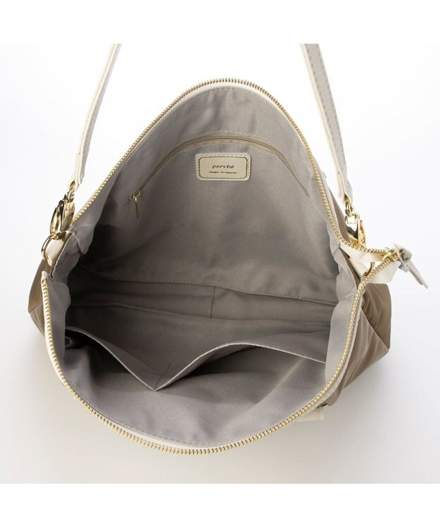 UNBILLION ペルケ perche / ナイロン牛革ヒネリかぶせ2wayトート ブラウン